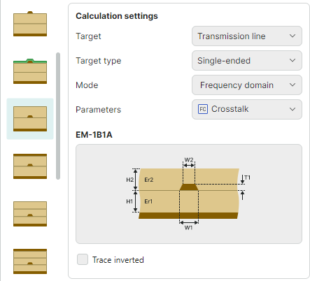 Crosstalk calculation - Select model
