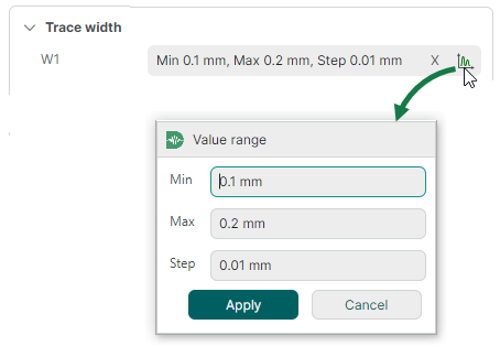 Parametric sweep - Set value range