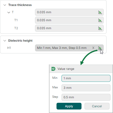 Parametric sweep - Select swept parameter