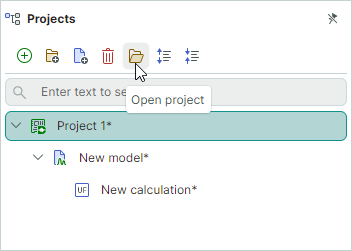 Open project from toolbar