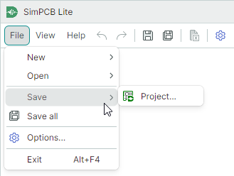 Save commands in File menu
