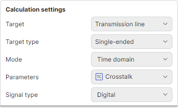 Crosstalk calculation initial settings