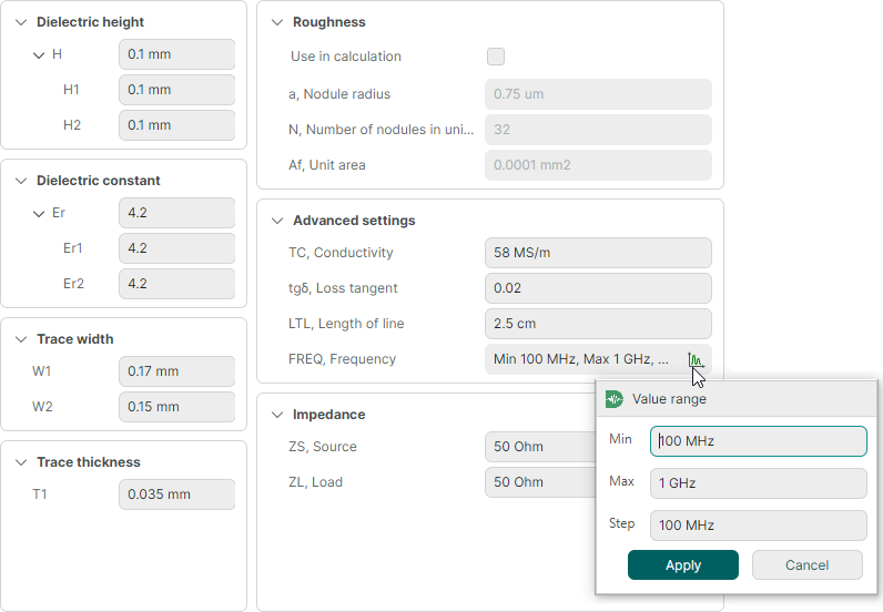 Transmission line and additional parameters