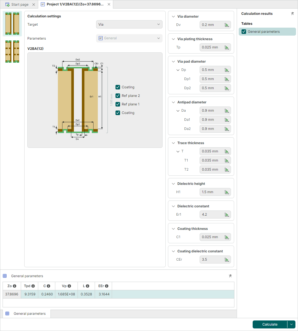 Via calculation ui