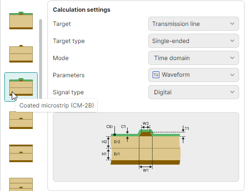 Waveform calculation settings