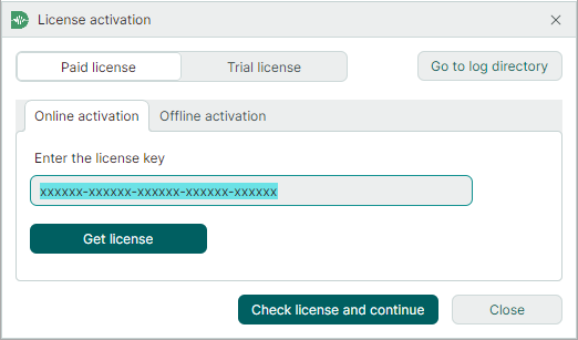 License activation window