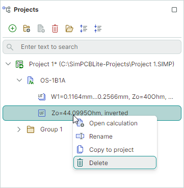 Delete calculation from context menu