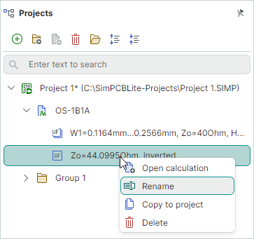 Rename calculation from context menu