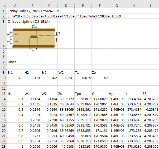 Sample calculation results in XLSX format