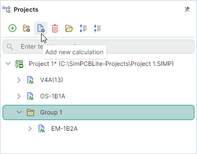 Add new calculation from toolbar