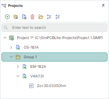Group in Projects panel