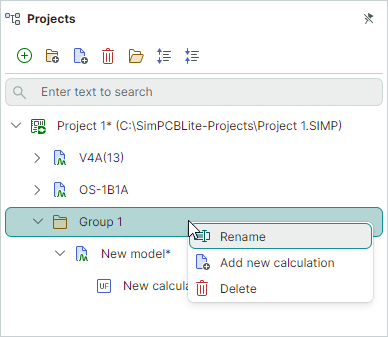 Rename group from context menu