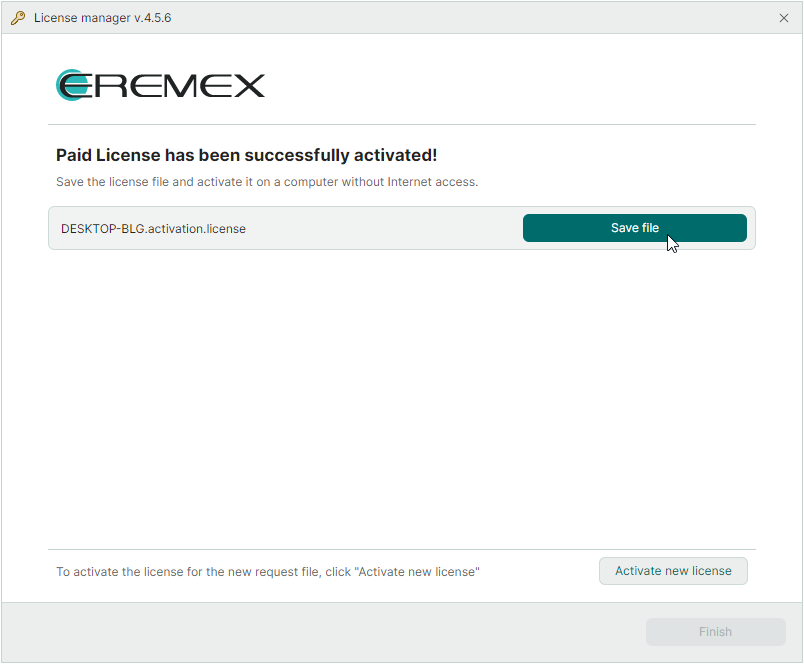Save license file