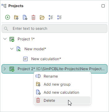 Close project from context menu