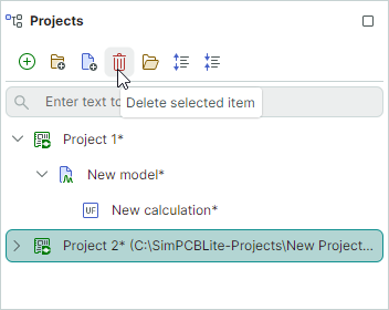 Close project from toolbar