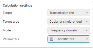 S-Parameters calculation settings