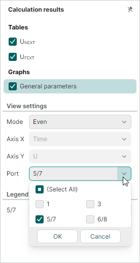 Crosstalk results for differential lines - Graph - Port setting