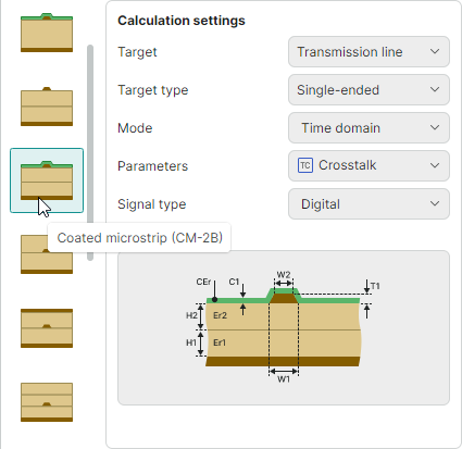Crosstalk calculation - Select Model