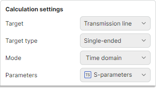 S-parameters calculation initial settings