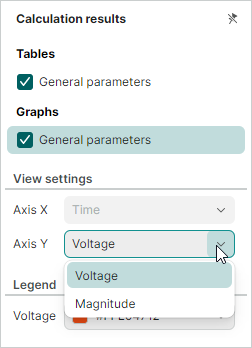 Waveform results for single-ended lines - Choose display parameter